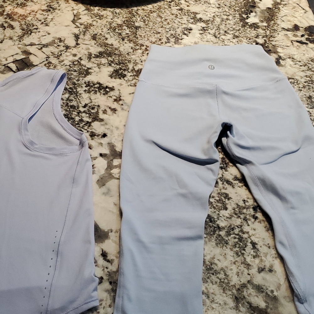 Lululemon set with cropped align leggings 21" and high neck tank, both size 2.